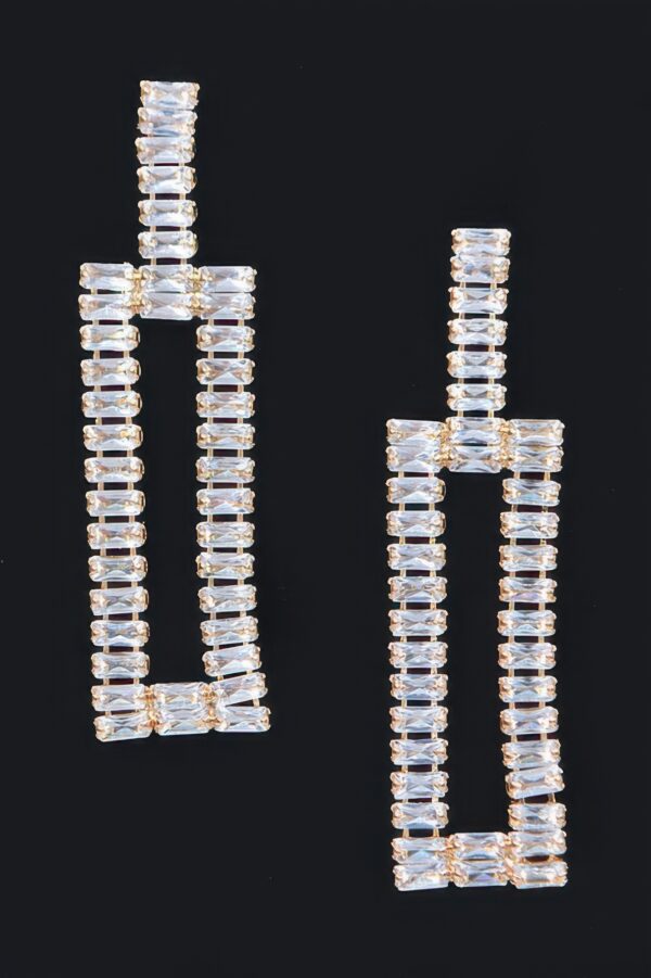 Rhinestone Drop Earrings – Wide Silhouette
