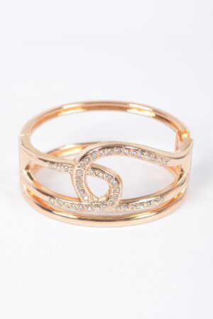Rhinestone Spring Hinge Metal Cuff – Structured Sparkle