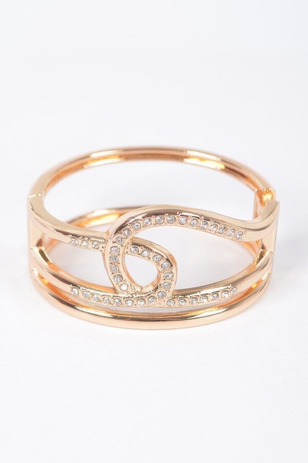 Rhinestone Spring Hinge Metal Cuff – Structured Sparkle
