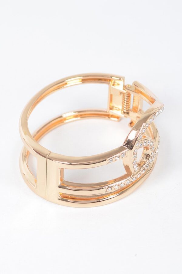 Rhinestone Spring Hinge Metal Cuff – Structured Sparkle