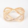 Rhinestone Metal Spring-Hinge Cuff Bracelet