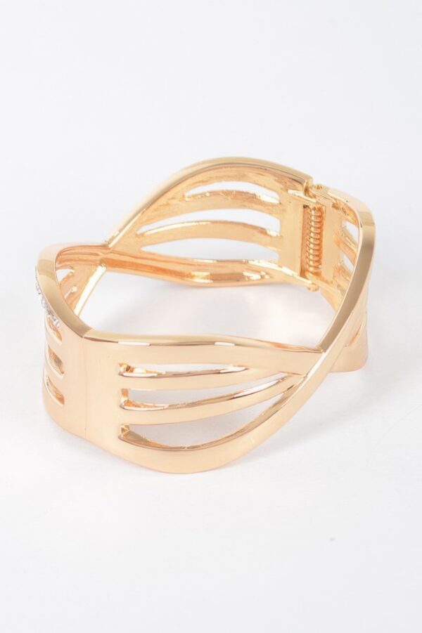 Rhinestone Metal Spring-Hinge Cuff Bracelet