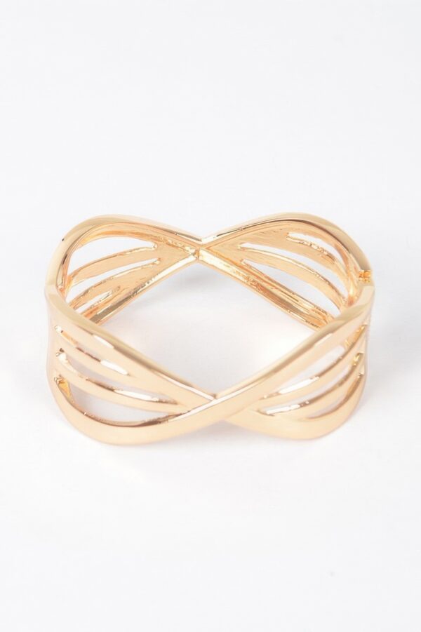 Rhinestone Metal Spring-Hinge Cuff Bracelet