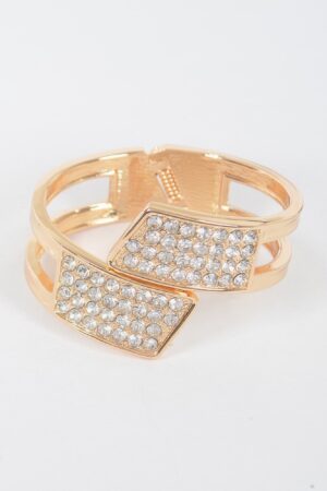Sparkling Rhinestone Metal Spring-Hinge Cuff