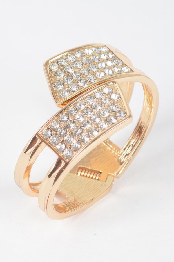 Sparkling Rhinestone Metal Spring-Hinge Cuff