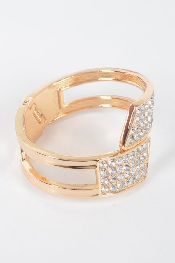 Sparkling Rhinestone Metal Spring-Hinge Cuff