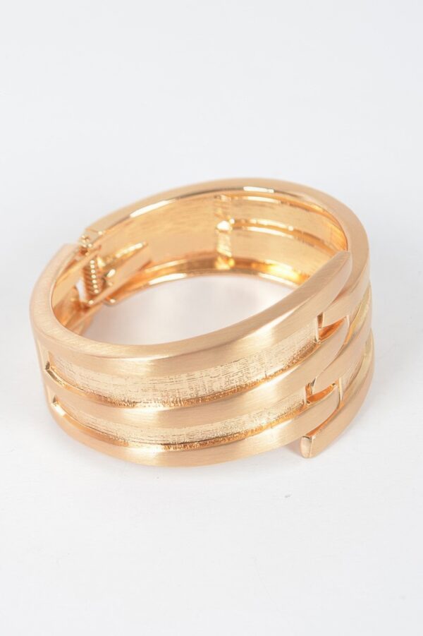 Rhinestone Spring-Hinge Metal Cuff Bracelet
