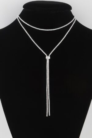 Rhinestone Choker Necklace with Drop Pendant