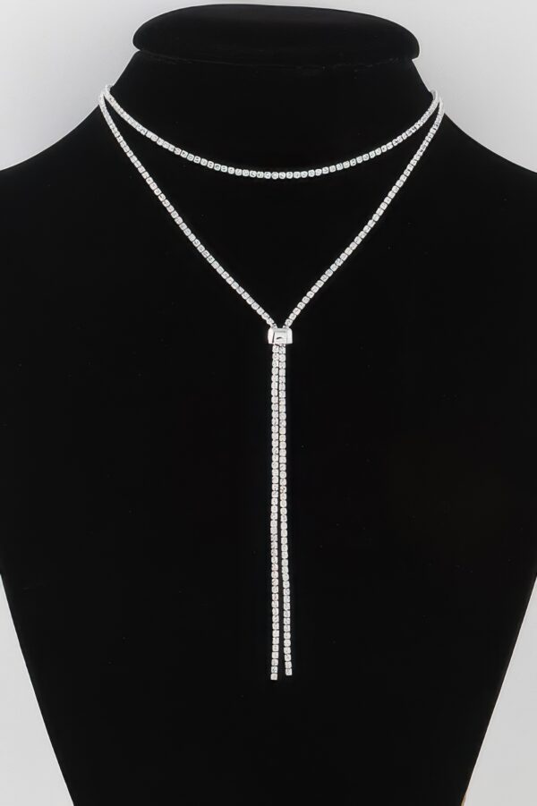 Rhinestone Choker Necklace with Drop Pendant