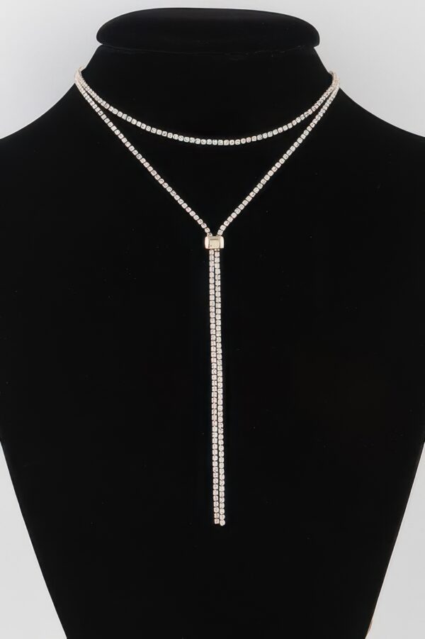 Rhinestone Choker Necklace with Drop Pendant