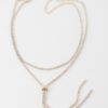 Rhinestone Choker Necklace with Drop Pendant