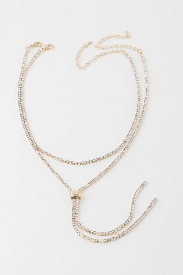 Rhinestone Choker Necklace with Drop Pendant