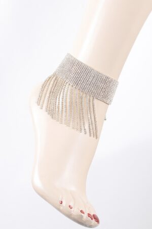 Jeweled Rhinestone Drop Anklet – 3.5 in Accent