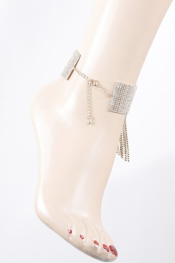 Jeweled Rhinestone Drop Anklet – 3.5 in Accent