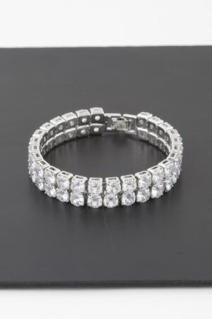 Double Rhinestone Clasp Bracelet – Structured Sparkle