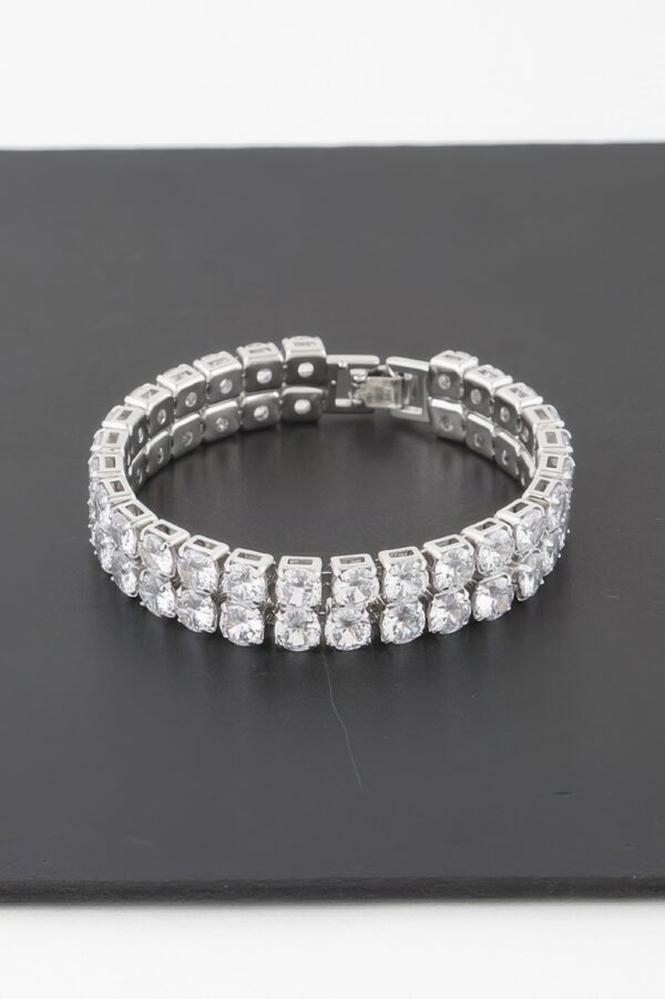 Double Rhinestone Clasp Bracelet – Structured Sparkle