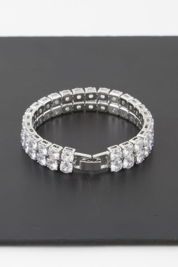 Double Rhinestone Clasp Bracelet – Structured Sparkle