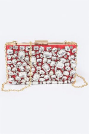 Embroidered Structured Evening Clutch – Compact Formal Bag