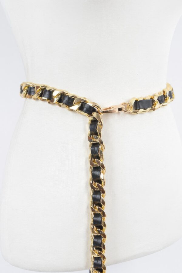 Faux Leather Oversized Chain Waist Belt