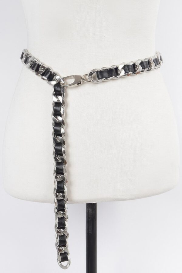 Faux Leather Oversized Chain Waist Belt