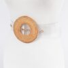 Clear PVC Belt with Oversized Woven Bamboo Buckle