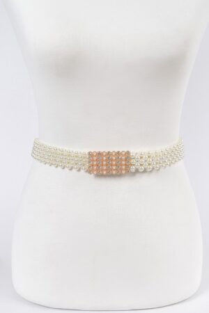 Elastic Pearl Waist Belt – PVC Stretch Accents