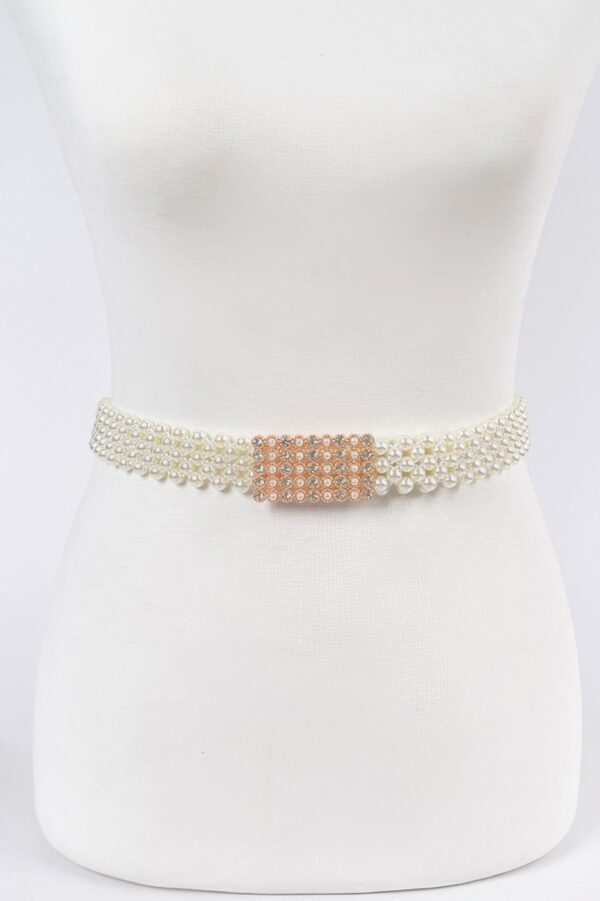Elastic Pearl Waist Belt – PVC Stretch Accents