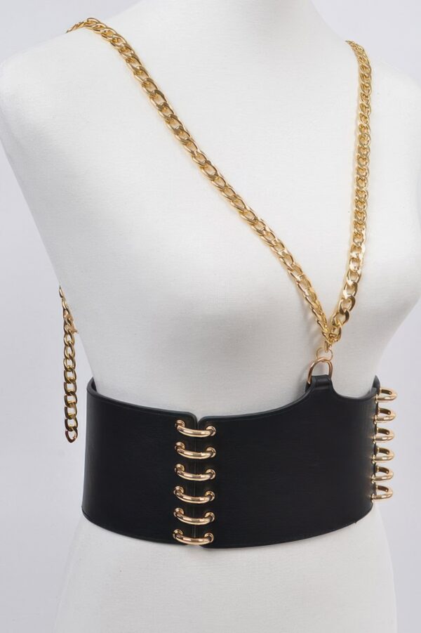Wide Faux Leather Waist-Defining Belt