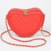 Quilted Heart Crossbody Bag with Mixed Metal Hardware