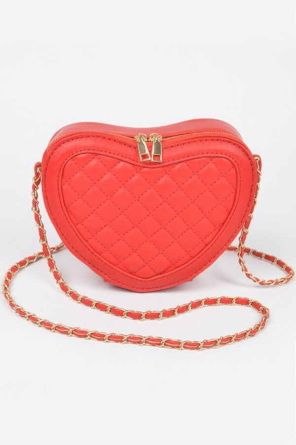 Quilted Heart Crossbody Bag with Mixed Metal Hardware