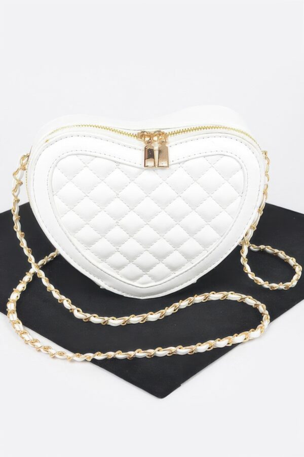 Quilted Heart Crossbody Bag with Mixed Metal Hardware