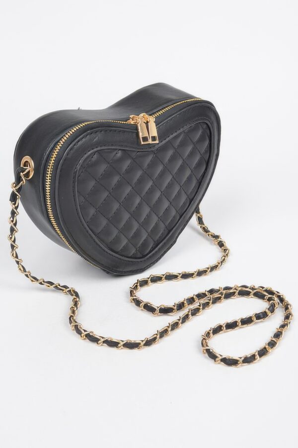 Quilted Heart Crossbody Bag with Mixed Metal Hardware