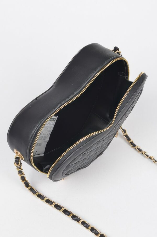 Quilted Heart Crossbody Bag with Mixed Metal Hardware