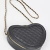 Quilted Heart Crossbody Bag with Mixed Metal Hardware