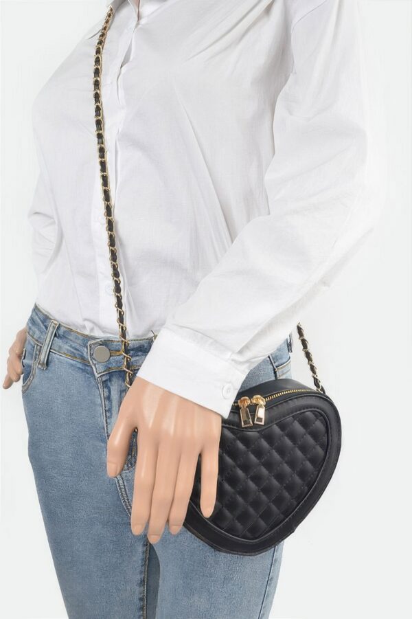 Quilted Heart Crossbody Bag with Mixed Metal Hardware
