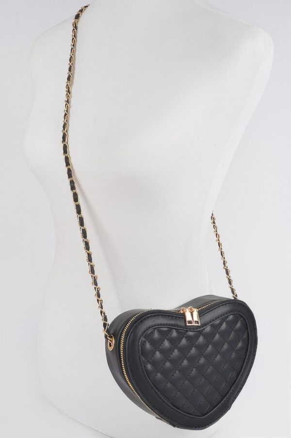 Quilted Heart Crossbody Bag with Mixed Metal Hardware