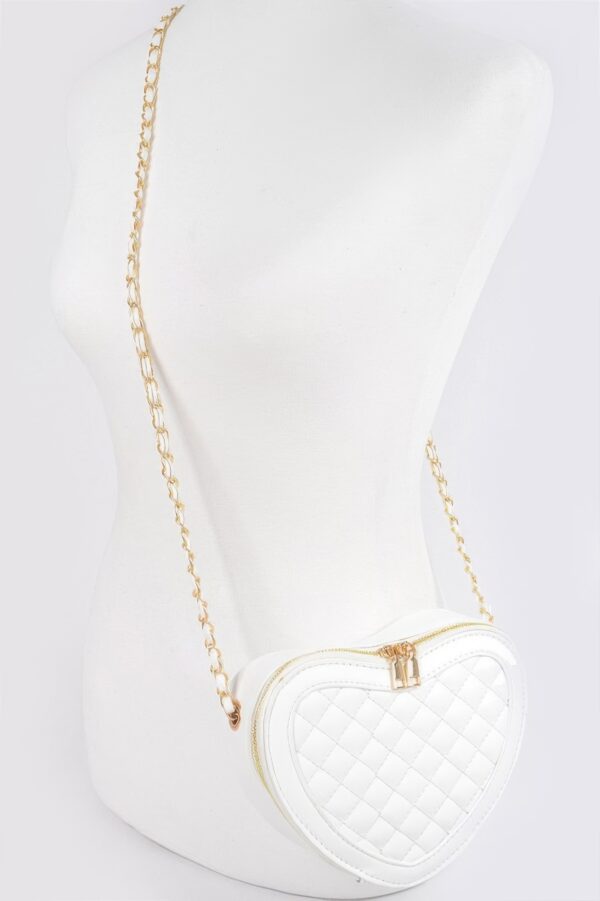 Quilted Heart Crossbody Bag with Mixed Metal Hardware