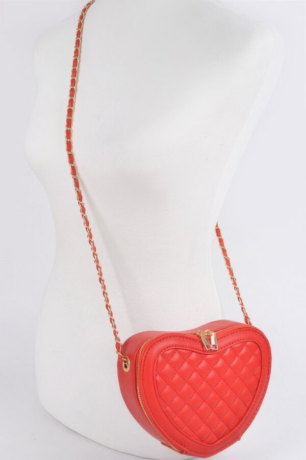 Quilted Heart Crossbody Bag with Mixed Metal Hardware