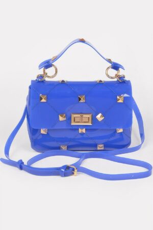 Structured Clear Handle Bag with Studded Accents
