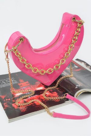 Heart-Shaped Clutch with Oversized Handle