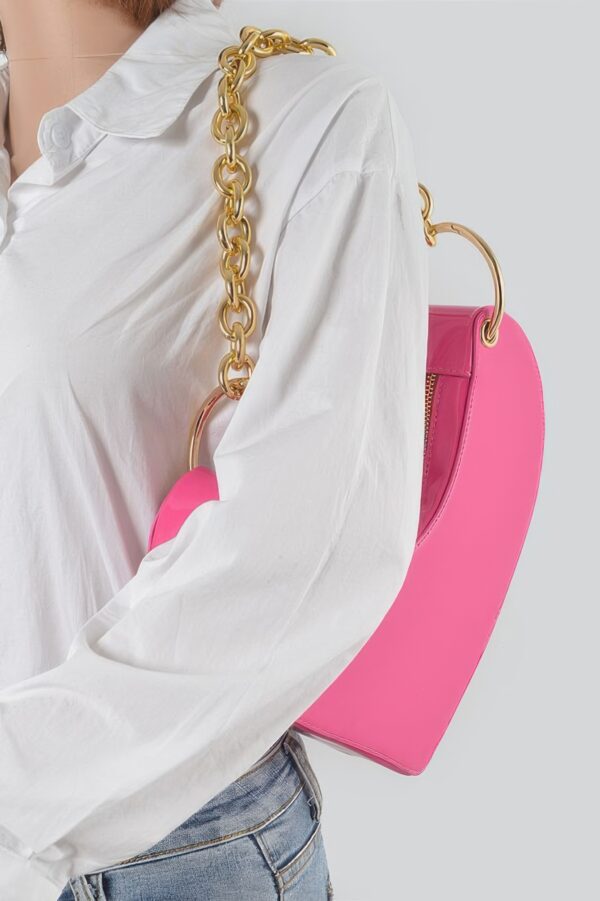 Heart-Shaped Clutch with Oversized Handle