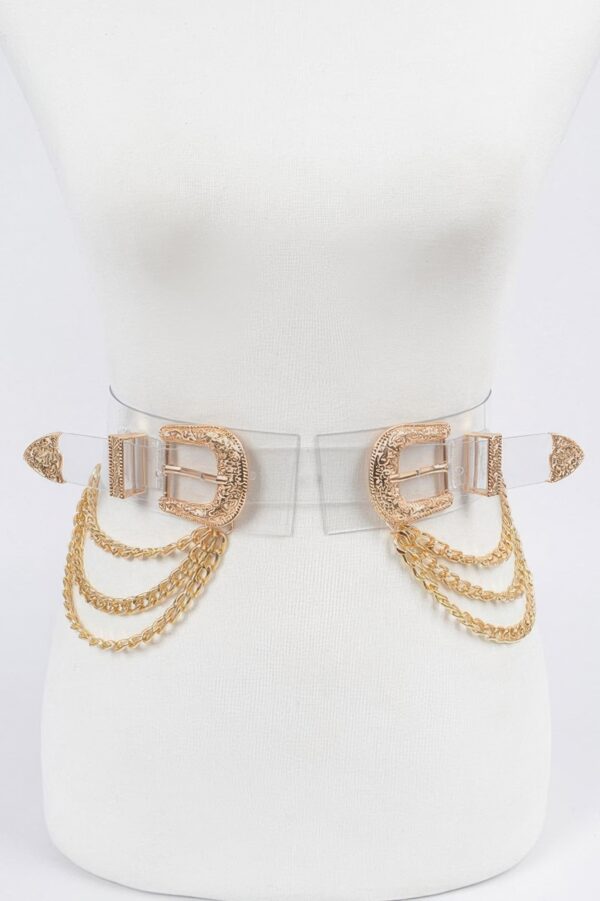 Plus-Size Clear Strap Chain Belt with Metal Buckles