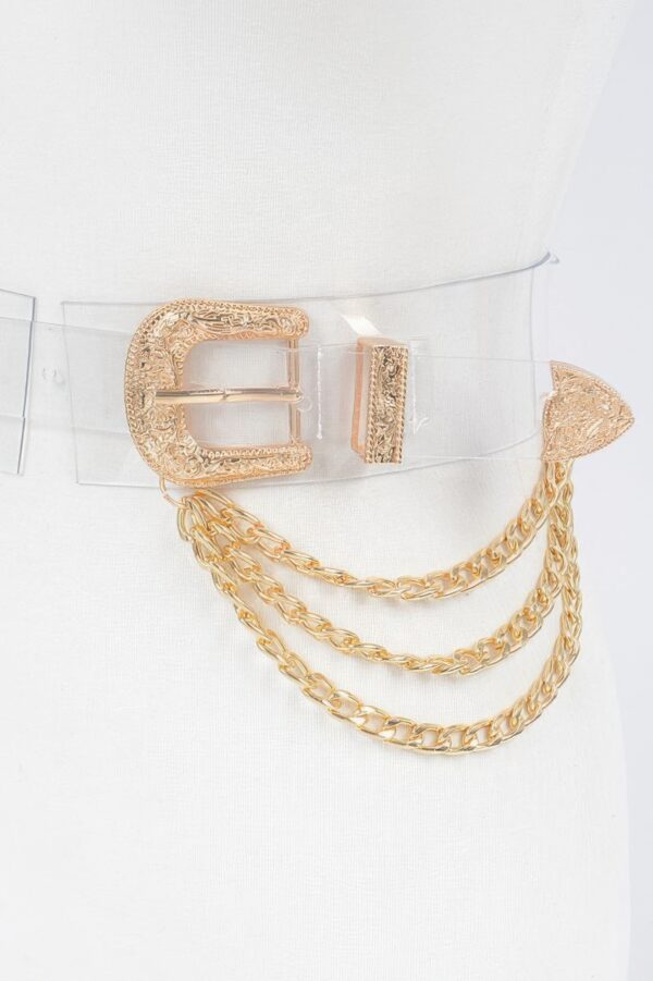 Plus-Size Clear Strap Chain Belt with Metal Buckles