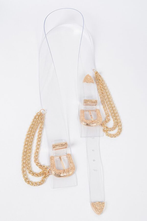 Plus-Size Clear Strap Chain Belt with Metal Buckles