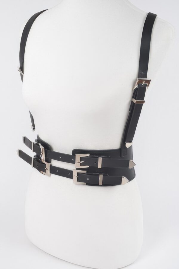 Plus-Size Multi-Buckle Harness Belt, Polyurethane & Elastic