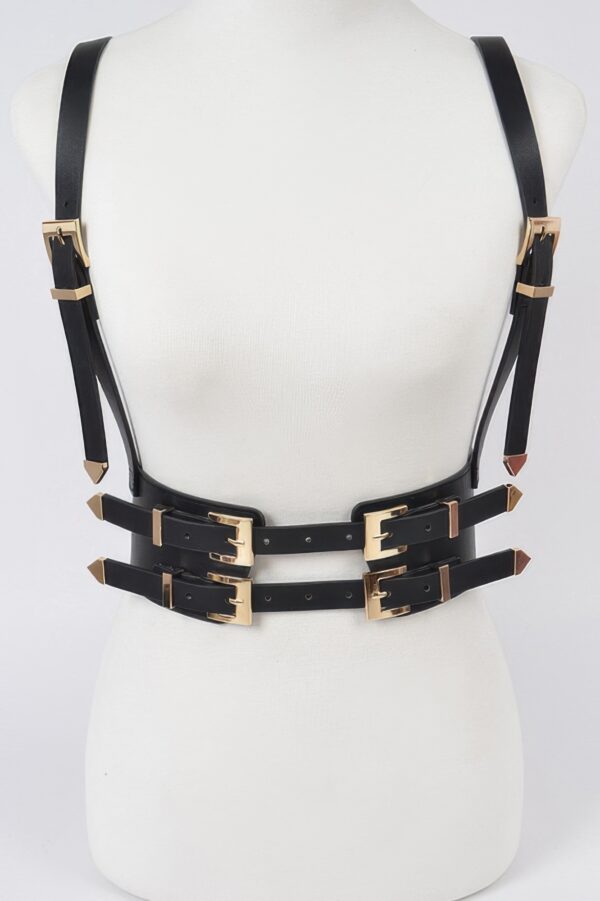 Plus-Size Multi-Buckle Harness Belt, Polyurethane & Elastic