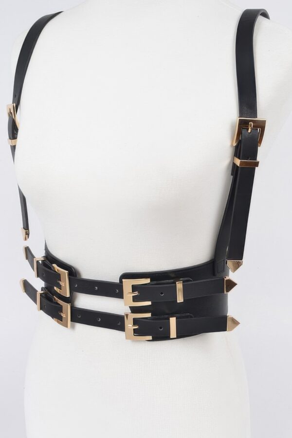 Plus-Size Multi-Buckle Harness Belt, Polyurethane & Elastic