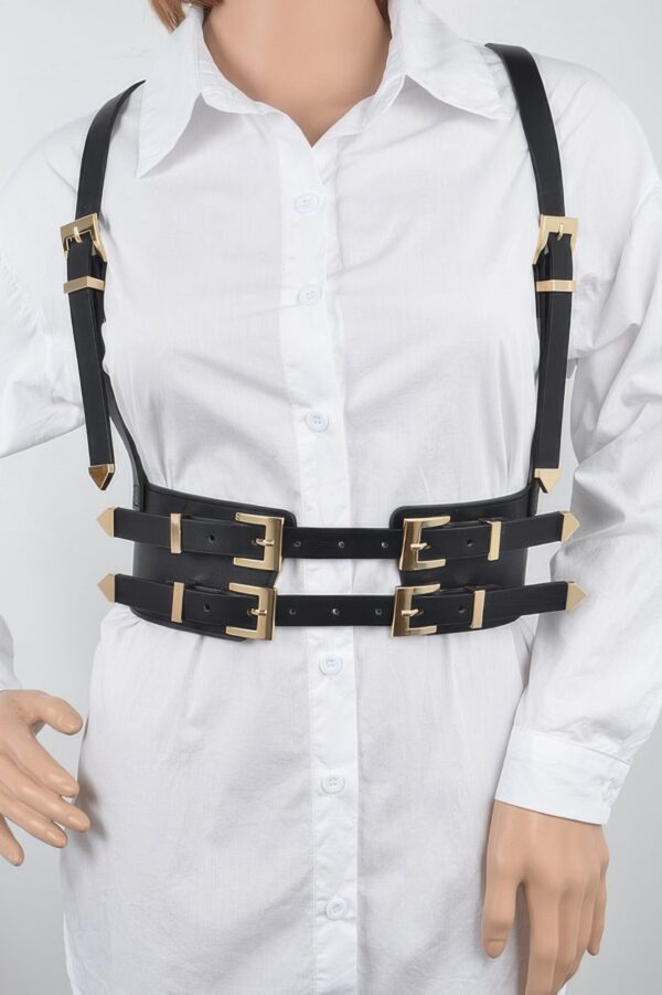 Plus-Size Multi-Buckle Harness Belt, Polyurethane & Elastic