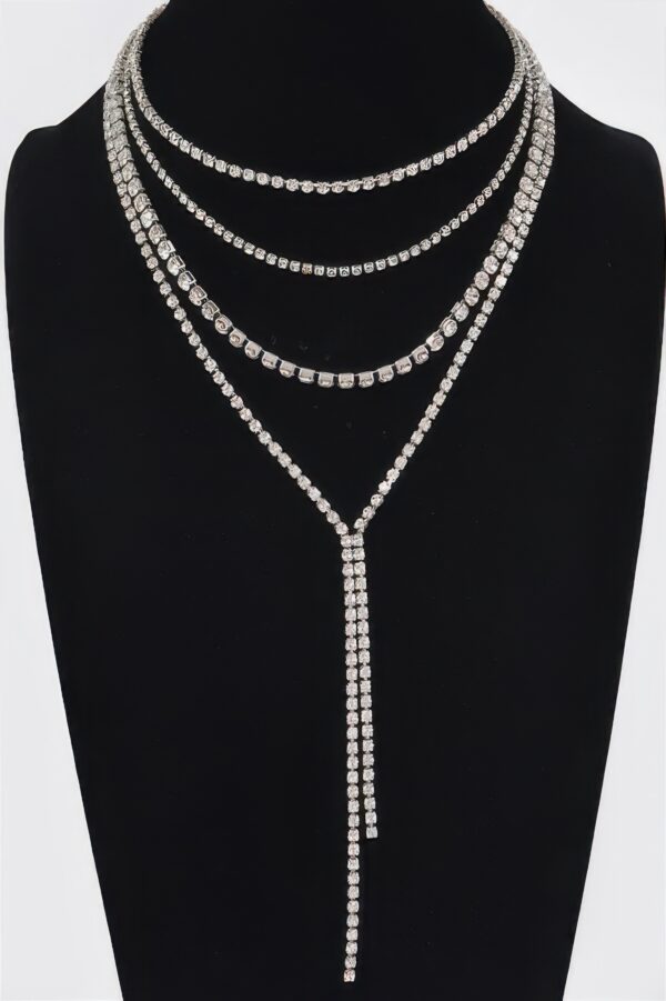 Layered Rhinestone Long Necklace – Sparkling Strands