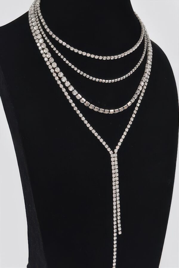 Layered Rhinestone Long Necklace – Sparkling Strands